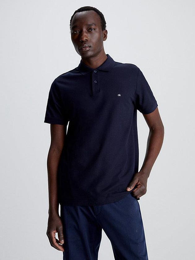 Calvin Klein USA Slim Cotton Piqué Mens Polo Navy 7809613-HV